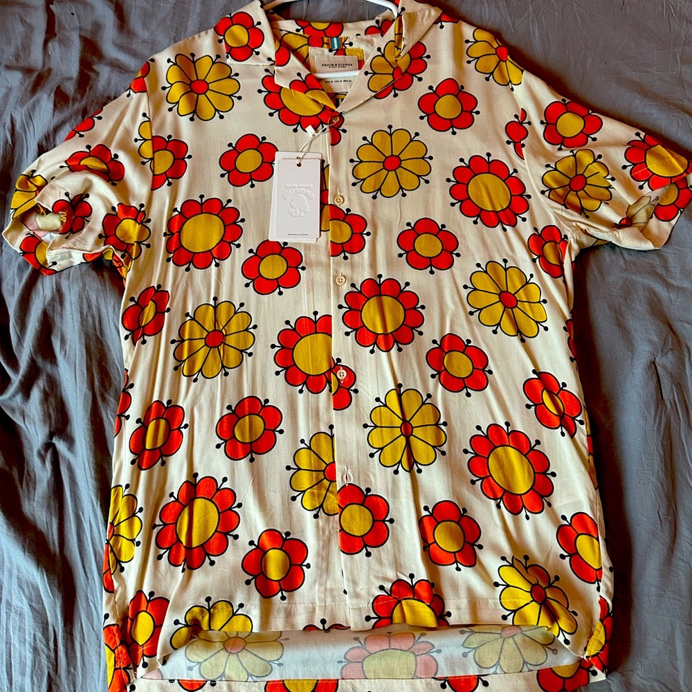 Yellow and orange flower shirt
